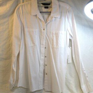 NWT~ ALL WHITE CALVIN KLEIN JEANS L/S WITH SILVER CALVIN KLEIN BUTTONS ~SI